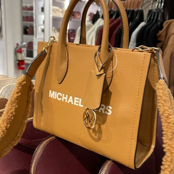 Michael Kors Mirella Small Pebbled Leather Shopper Top Zip Crossbody XBody Bag